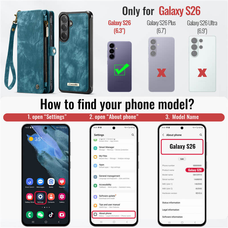 CaseMe Samsung Galaxy S26 2-in-1 Magnetic RFID Wallet Case