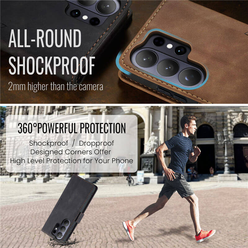 CaseMe Samsung Galaxy S25 Wallet Suede Leather Case