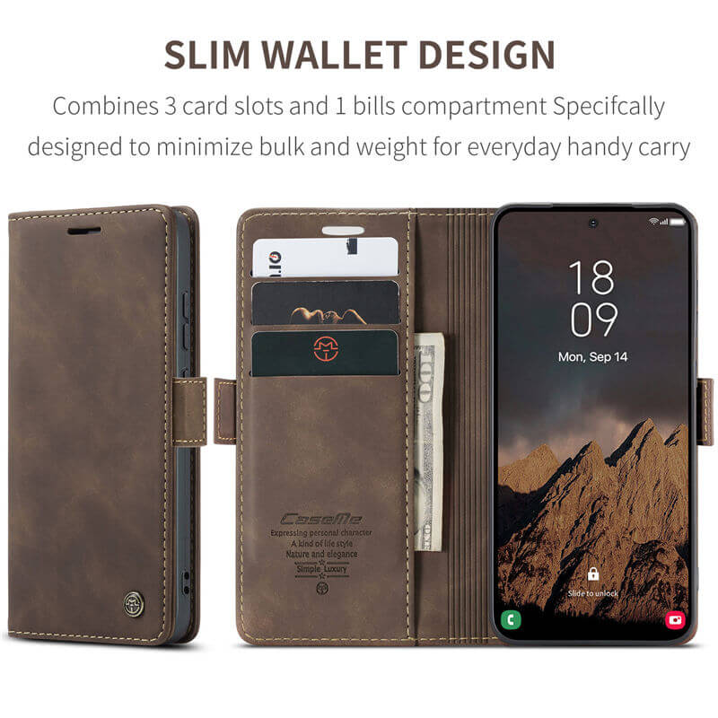 CaseMe Samsung Galaxy S25 Wallet Suede Leather Case