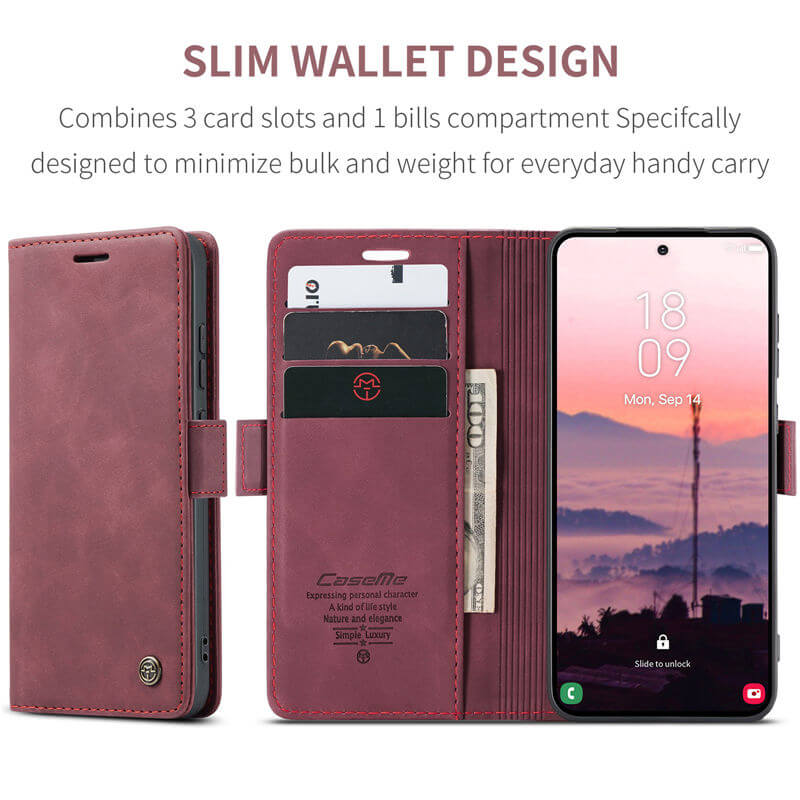 CaseMe Samsung Galaxy S25 Wallet Suede Leather Case