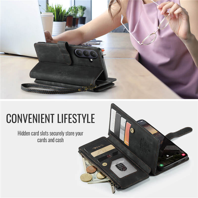CaseMe Samsung Galaxy S26 Plus Wallet Case with Wrist Strap
