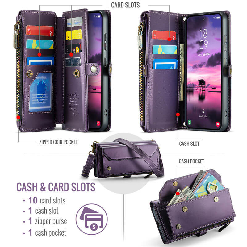 CaseMe Samsung Galaxy S26 Wallet RFID Blocking Crossbody Phone Case