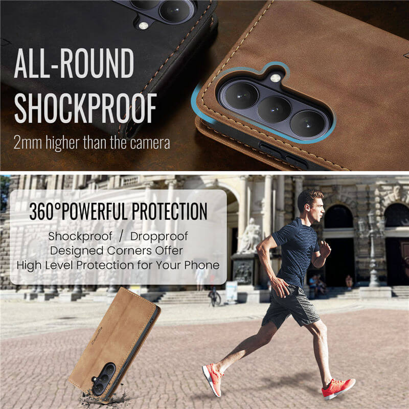 CaseMe Samsung Galaxy S25 Wallet Suede Leather Case