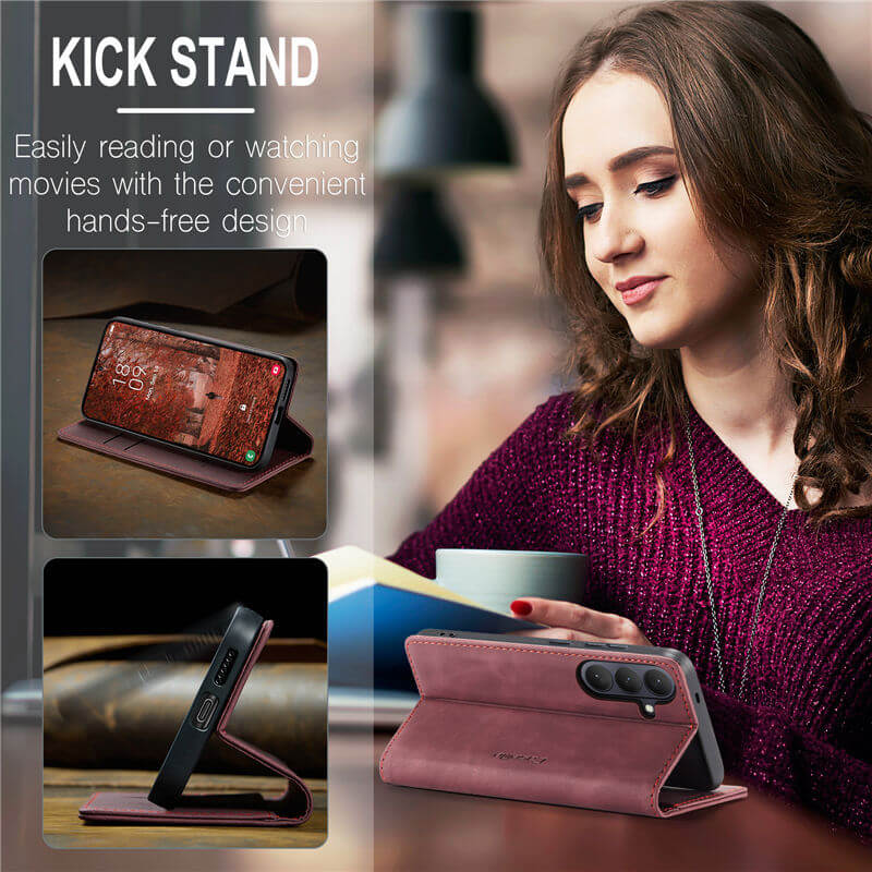 CaseMe Samsung Galaxy S25 Wallet Suede Leather Case