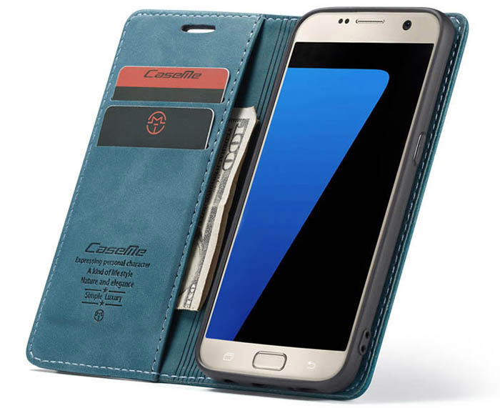 CaseMe Samsung Galaxy S7 Wallet Kickstand Magnetic Flip Leather Case