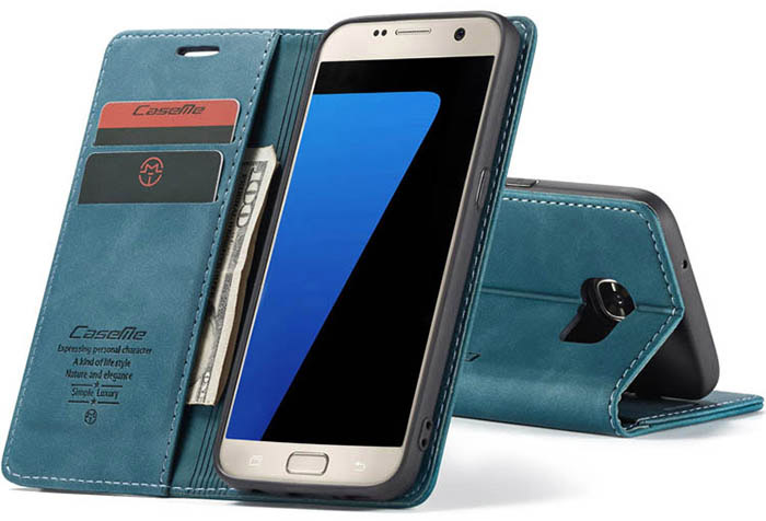 CaseMe Samsung Galaxy S7 Wallet Kickstand Magnetic Flip Leather Case