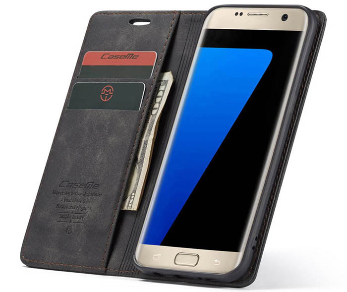 CaseMe Samsung Galaxy S7 Edge Wallet Kickstand Magnetic Flip Leather Case