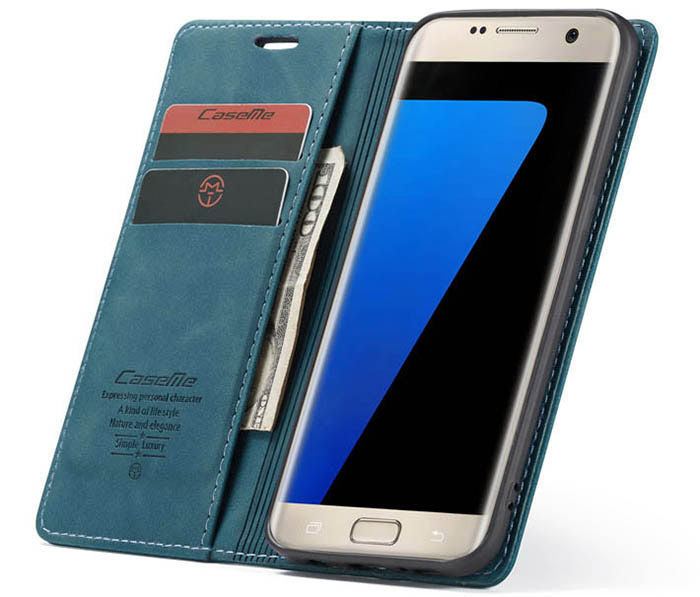 CaseMe Samsung Galaxy S7 Edge Wallet Kickstand Magnetic Flip Leather Case