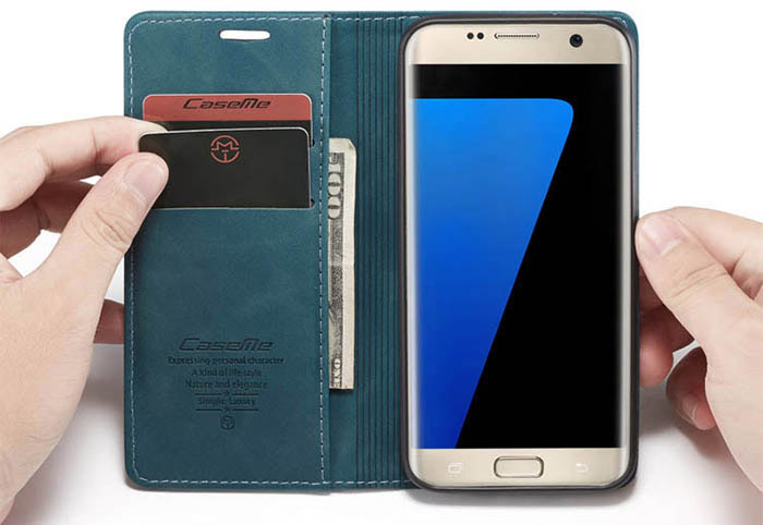 CaseMe Samsung Galaxy S7 Edge Wallet Kickstand Magnetic Flip Leather Case