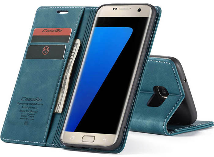 CaseMe Samsung Galaxy S7 Edge Wallet Kickstand Magnetic Flip Leather Case