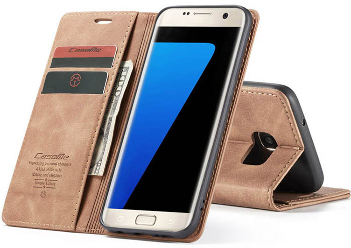 CaseMe Samsung Galaxy S7 Edge Wallet Kickstand Magnetic Flip Leather Case