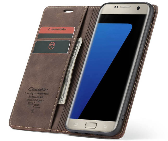 CaseMe Samsung Galaxy S7 Edge Wallet Kickstand Magnetic Flip Leather Case