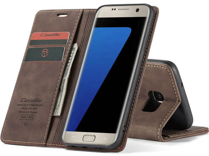 CaseMe Samsung Galaxy S7 Edge Wallet Kickstand Magnetic Flip Leather Case