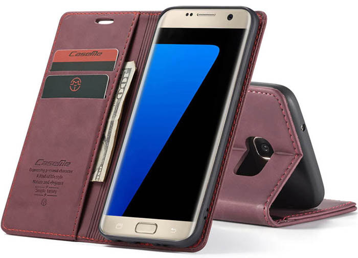 CaseMe Samsung Galaxy S7 Edge Wallet Kickstand Magnetic Flip Leather Case