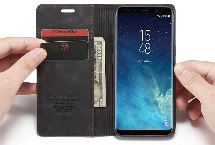 CaseMe Samsung Galaxy S8 Wallet Kickstand Magnetic Flip Leather Case