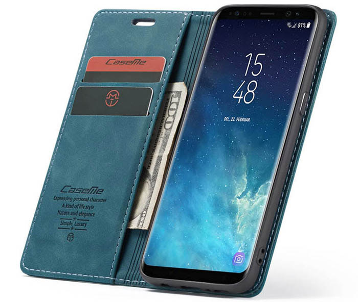 CaseMe Samsung Galaxy S8 Wallet Kickstand Magnetic Flip Leather Case