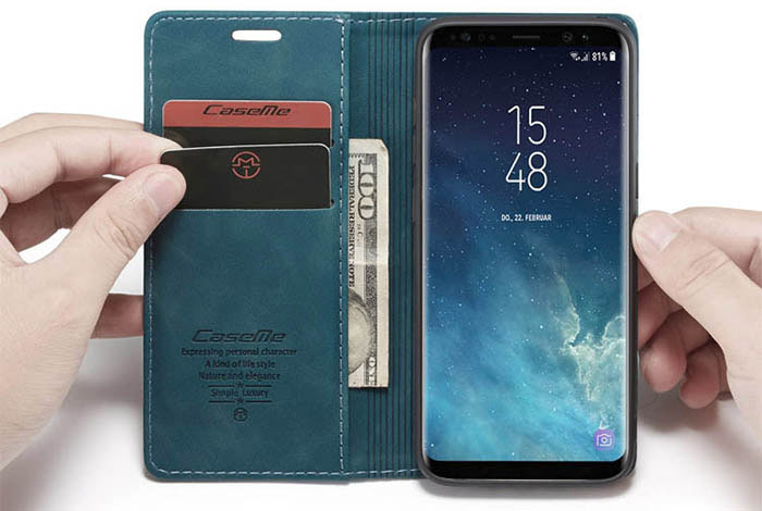 CaseMe Samsung Galaxy S8 Wallet Kickstand Magnetic Flip Leather Case