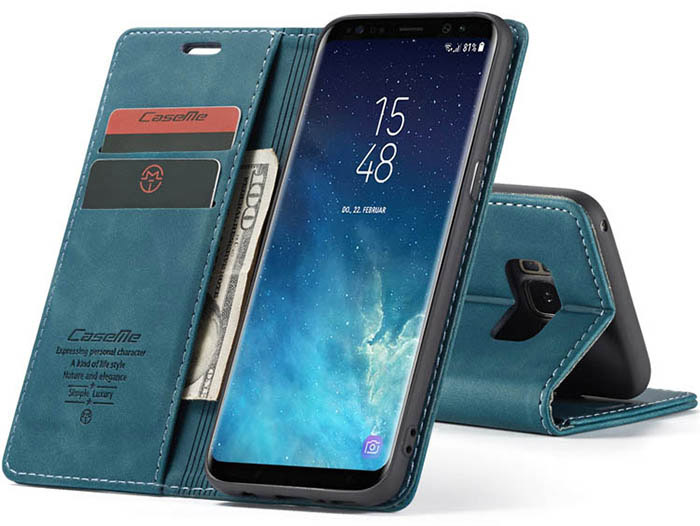 CaseMe Samsung Galaxy S8 Wallet Kickstand Magnetic Flip Leather Case