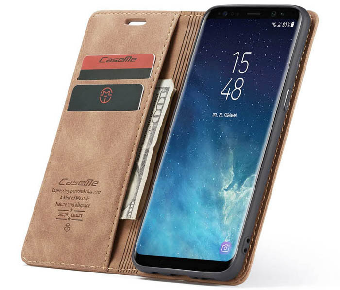 CaseMe Samsung Galaxy S8 Wallet Kickstand Magnetic Flip Leather Case