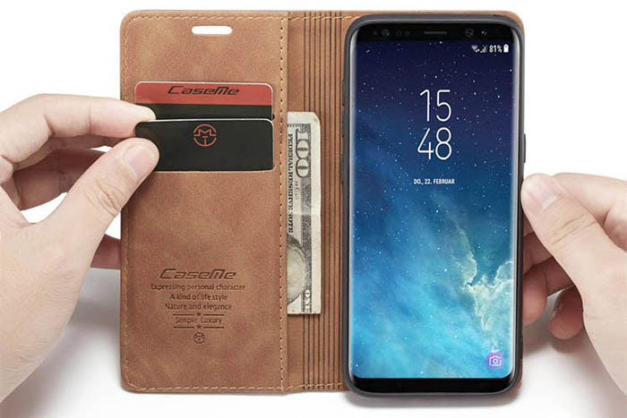 CaseMe Samsung Galaxy S8 Wallet Kickstand Magnetic Flip Leather Case