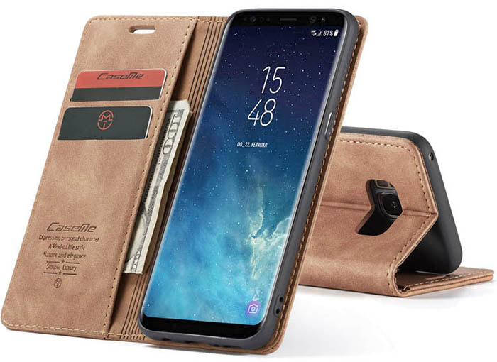 CaseMe Samsung Galaxy S8 Wallet Kickstand Magnetic Flip Leather Case