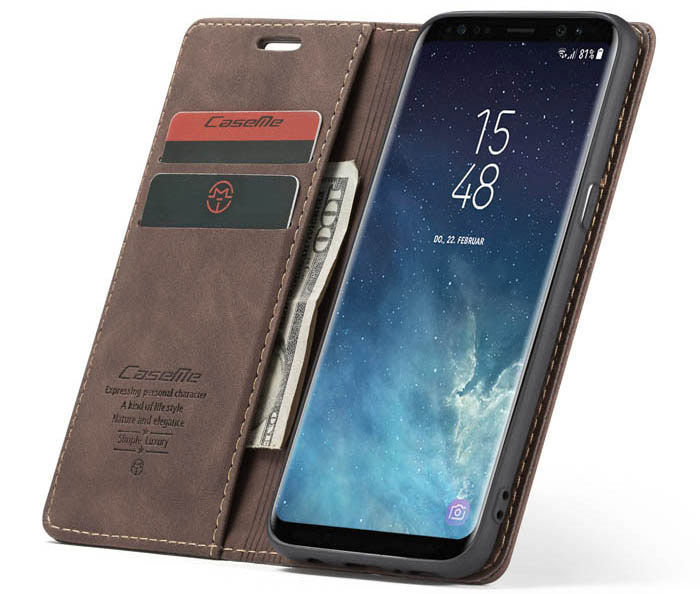 CaseMe Samsung Galaxy S8 Wallet Kickstand Magnetic Flip Leather Case