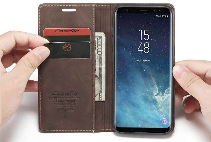 CaseMe Samsung Galaxy S8 Wallet Kickstand Magnetic Flip Leather Case