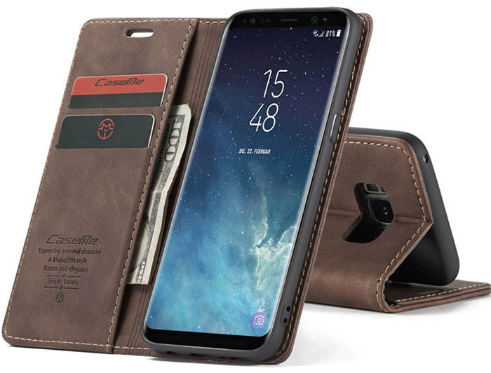 CaseMe Samsung Galaxy S8 Wallet Kickstand Magnetic Flip Leather Case