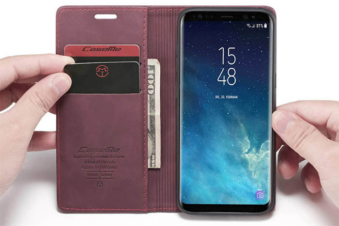 CaseMe Samsung Galaxy S8 Wallet Kickstand Magnetic Flip Leather Case