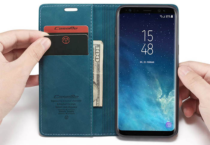 CaseMe Samsung Galaxy S8 Plus Wallet Kickstand Magnetic Flip Leather Case