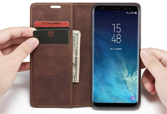 CaseMe Samsung Galaxy S8 Plus Wallet Kickstand Magnetic Flip Leather Case