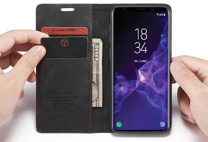 CaseMe Samsung Galaxy S9 Wallet Kickstand Magnetic Flip Leather Case