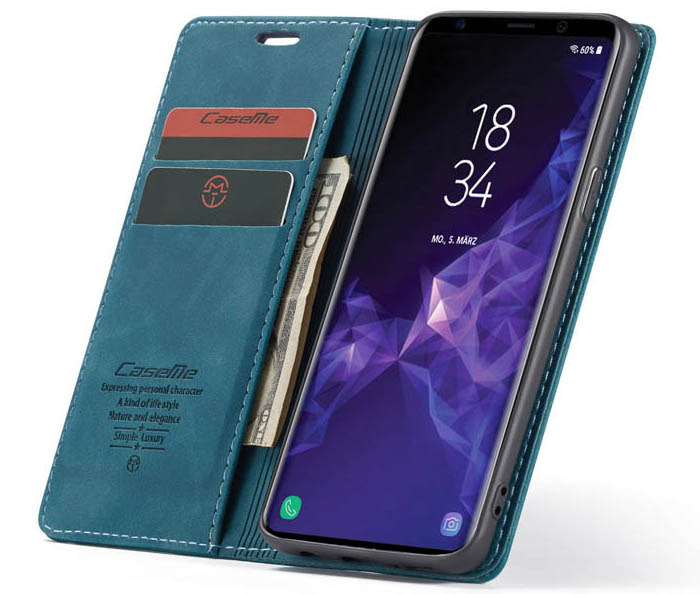 CaseMe Samsung Galaxy S9 Wallet Kickstand Magnetic Flip Leather Case