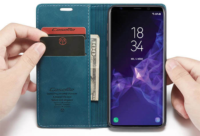 CaseMe Samsung Galaxy S9 Wallet Kickstand Magnetic Flip Leather Case