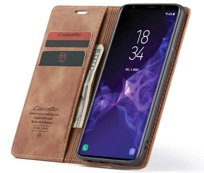 CaseMe Samsung Galaxy S9 Wallet Kickstand Magnetic Flip Leather Case