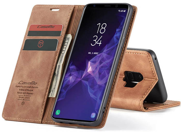 CaseMe Samsung Galaxy S9 Wallet Kickstand Magnetic Flip Leather Case