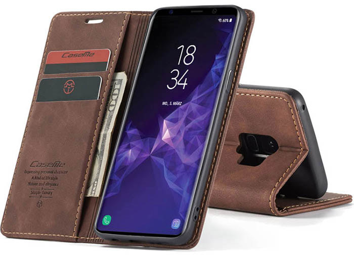 CaseMe Samsung Galaxy S9 Wallet Kickstand Magnetic Flip Leather Case