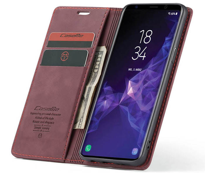 CaseMe Samsung Galaxy S9 Wallet Kickstand Magnetic Flip Leather Case