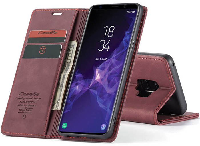 CaseMe Samsung Galaxy S9 Wallet Kickstand Magnetic Flip Leather Case