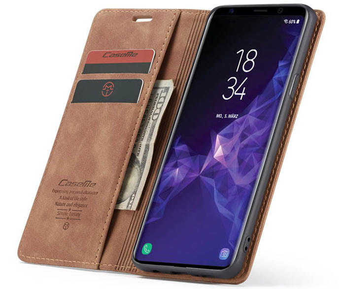 CaseMe Samsung Galaxy S9 Plus Wallet Kickstand Magnetic Flip Leather Case