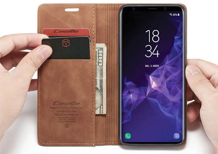 CaseMe Samsung Galaxy S9 Plus Wallet Kickstand Magnetic Flip Leather Case