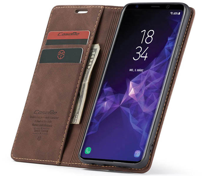 CaseMe Samsung Galaxy S9 Plus Wallet Kickstand Magnetic Flip Leather Case