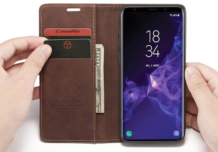 CaseMe Samsung Galaxy S9 Plus Wallet Kickstand Magnetic Flip Leather Case