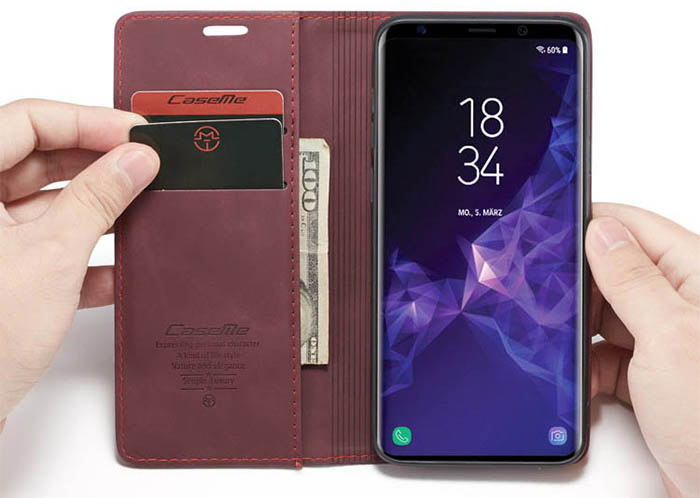 CaseMe Samsung Galaxy S9 Plus Wallet Kickstand Magnetic Flip Leather Case