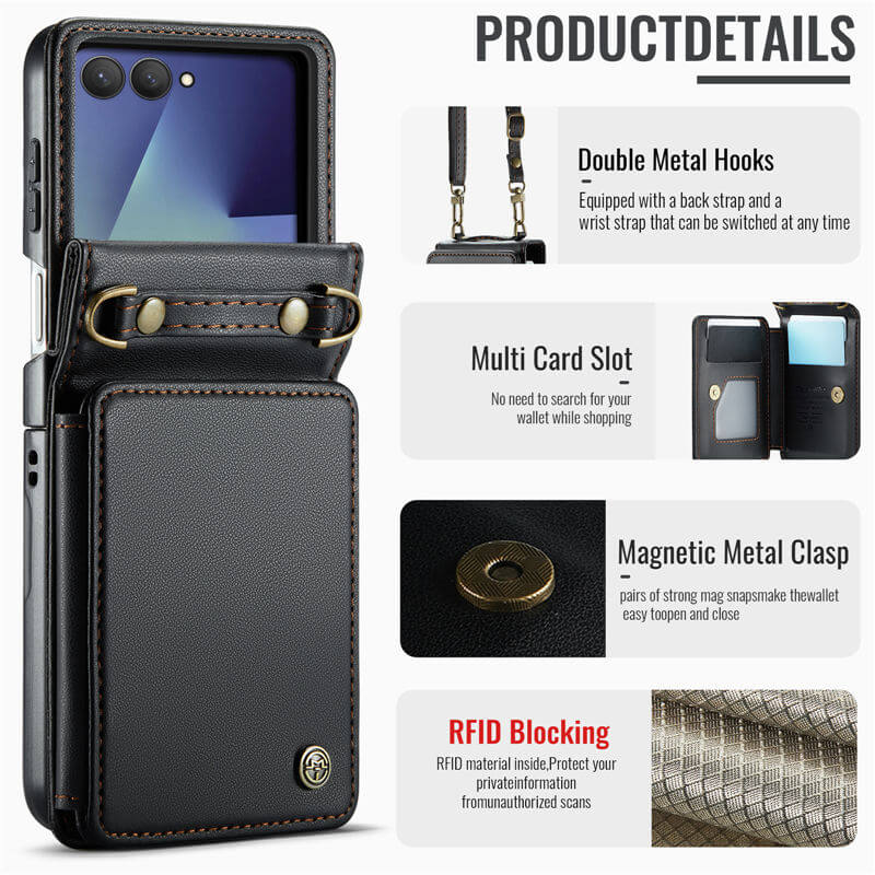 CaseMe Samsung Galaxy Z Flip7 Card Holder Case with Crossbody Strap