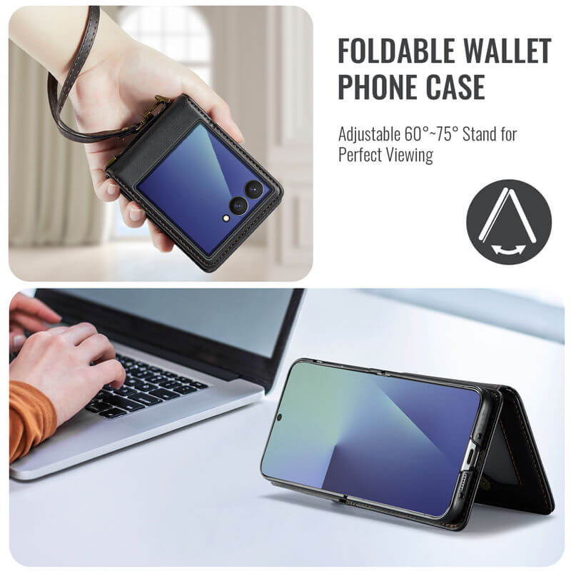 CaseMe Samsung Galaxy Z Flip7 Card Holder Case with Crossbody Strap