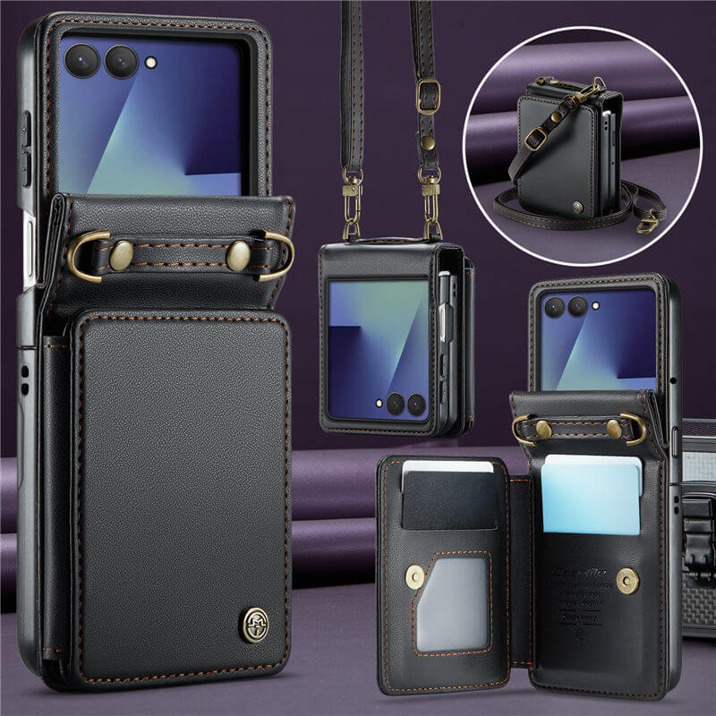 CaseMe Samsung Galaxy Z Flip7 Card Holder Case with Crossbody Strap