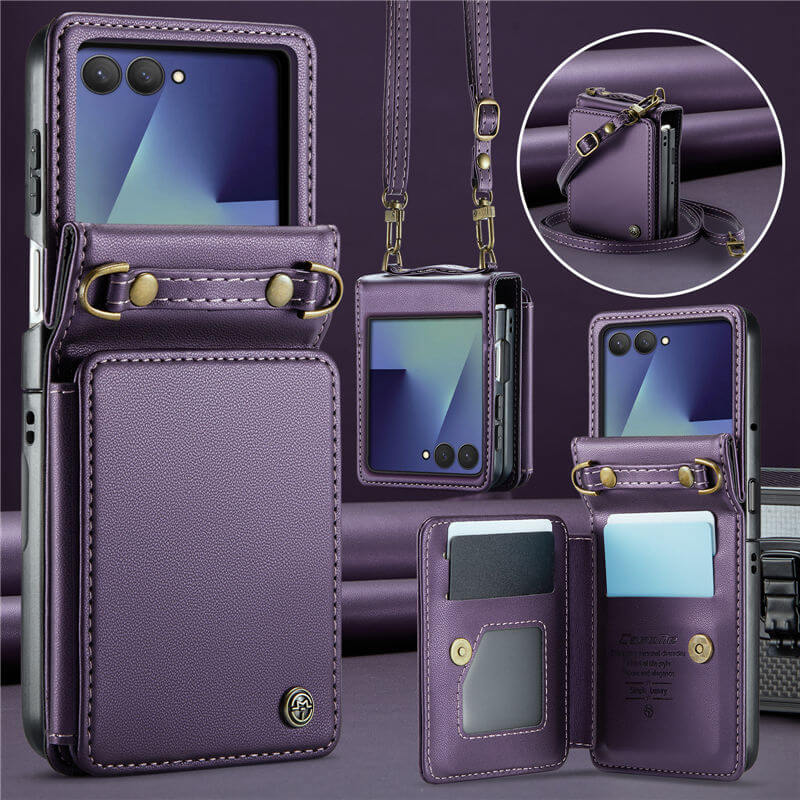 CaseMe Samsung Galaxy Z Flip7 Card Holder Case with Crossbody Strap