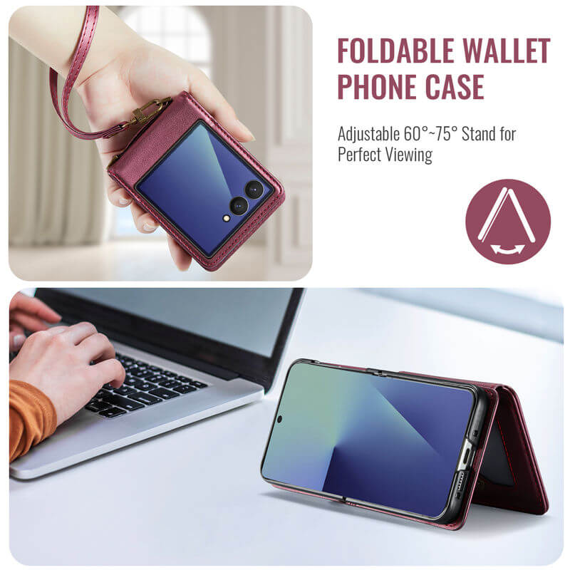 CaseMe Samsung Galaxy Z Flip7 Card Holder Case with Crossbody Strap