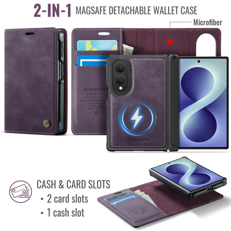 CaseMe Samsung Galaxy Z Fold8 2-in-1 Magnetic Wallet Case
